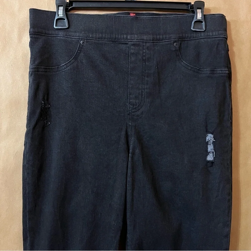 Spanx | Vintage Distressed Ankle Skinny Jeans High Rise Jeggings Black Size M